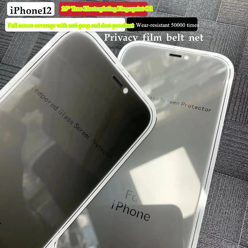 10000D Privacy Glass For iphone 11 12 Pro Max X XS XR Screen Protector Lens dust net anti-spy Tempered on mini | Мобильные телефоны