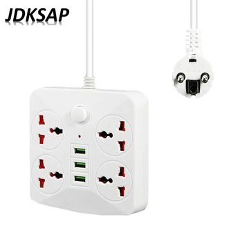 

USB Power Strip Socket EU Plug Adapter Socket-2M Extension Cable Wall Charger Adapter USB Power Strip Charger