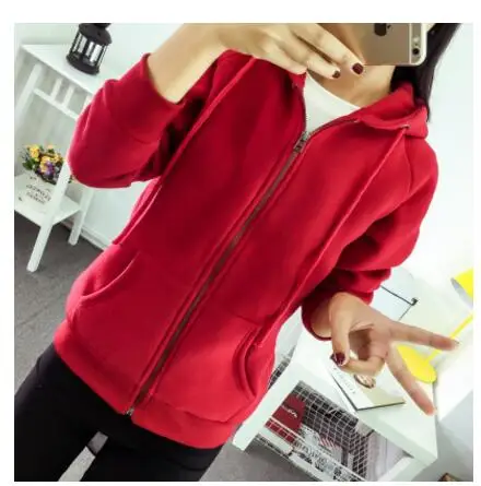 deep red Jvzkass Новая женская секция осень-зима плюс бархатная Толстая свободная Удобная Студенческая толстовка с капюшоном Z337 - Цвет: deep red