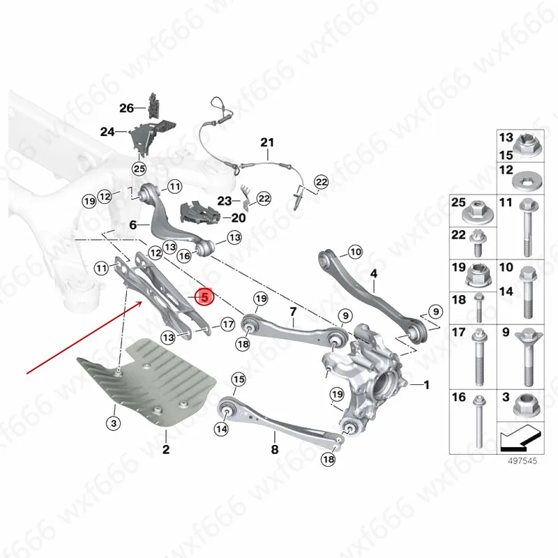 

Car Rear control arm connected to rear axle Suitable for 5 Series G30b mwG38 External tilting arm Rear axle arm Connecting arm