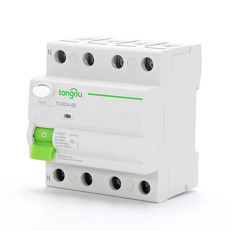4 Pole A Type RCCB RCD 63A 30mA Electromagnetic Type Residual Current Circuit Breaker