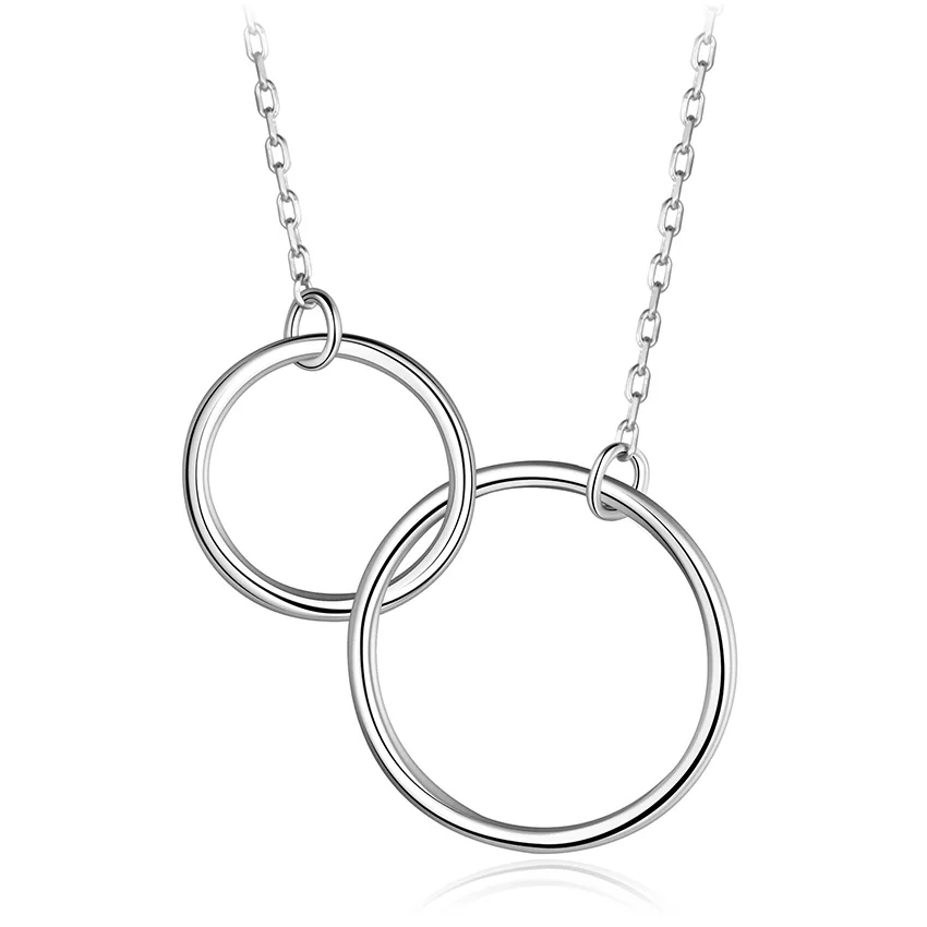 Shineland повседневное ожерелье с двойной подвеской 925 стерлингового серебра кулон аксессуары Mujer блокировки воротник для женщин Подарки другу