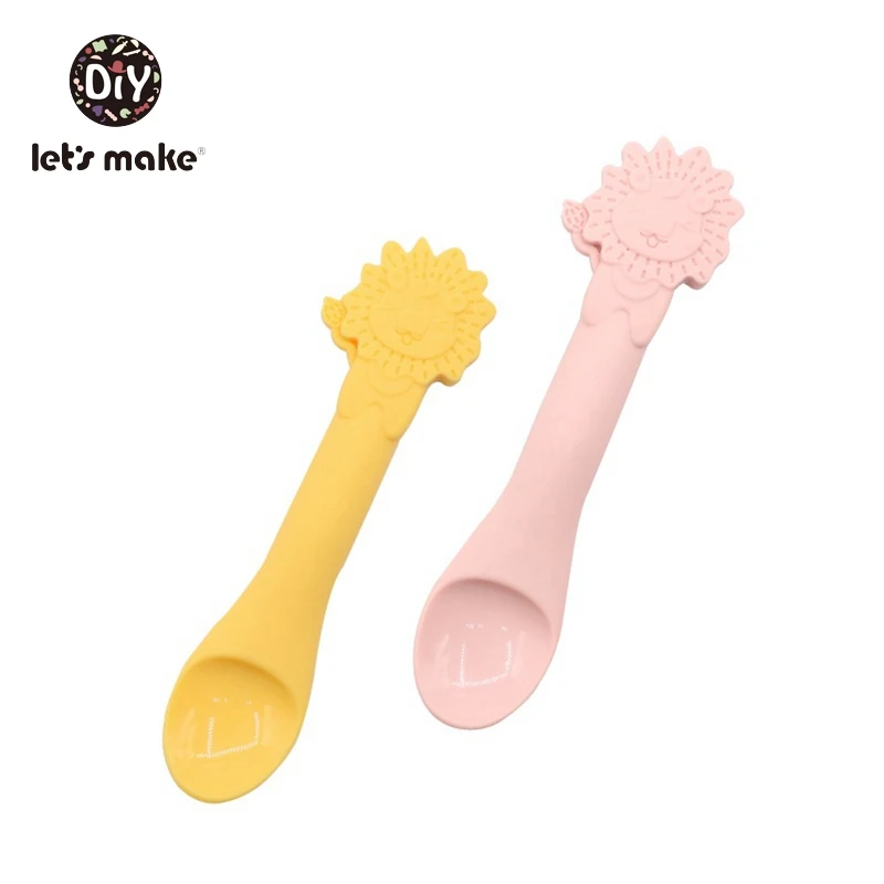 Let's Make 1PC Baby Feeding Spoons Soft Bpa Free Silicone Spoon Children Flatware Safety Kids Tableware Learning Dinnerware Tool