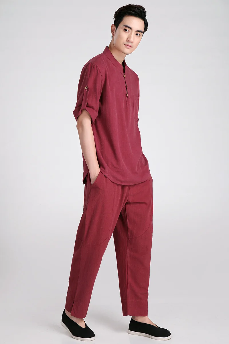 Chinese-style Chinese Style Crepe Linen Pants 2608-5 Flax Pants Harem Pants/Set