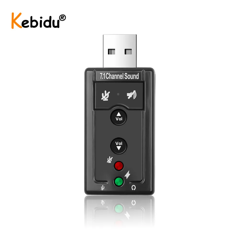 Звуковая карта Kebidu 7 1 CH USB 2 0 аудио микрофон динамик Аудио гарнитура с микрофоном 3