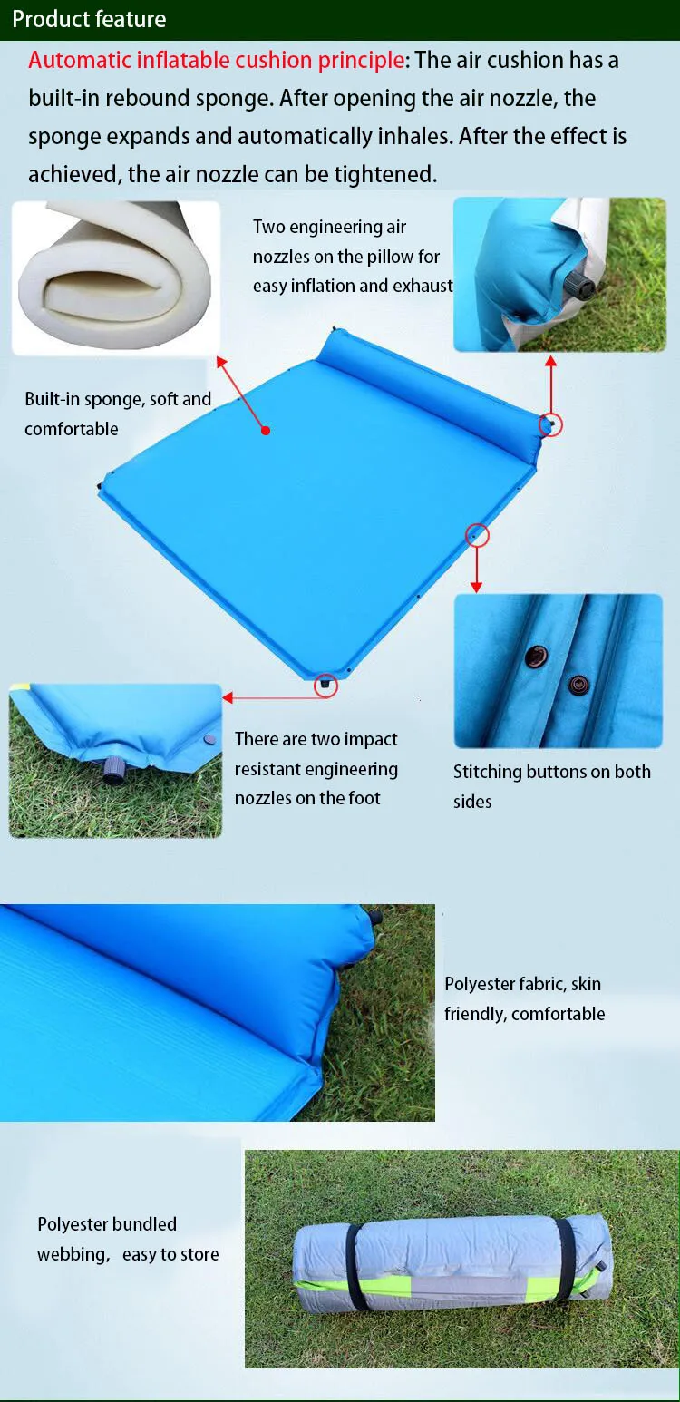 Наружная Автоматическая надувная подушка наружная двойная Тройная Подушка походная кровать биви кровать природа походная кровать переносная кровать открытый коврик