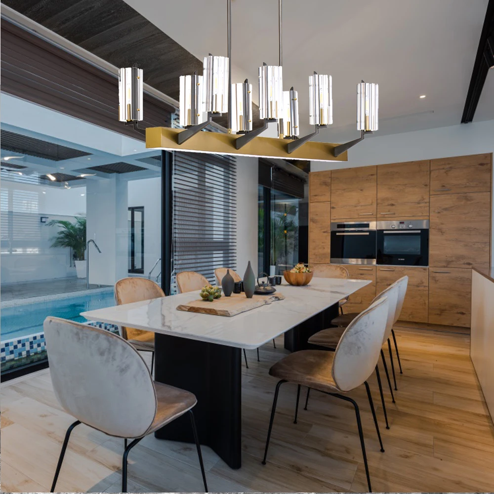 nordic design dinning room LED chandeliers glass lamp AC110v 220V gold bar hanging lights