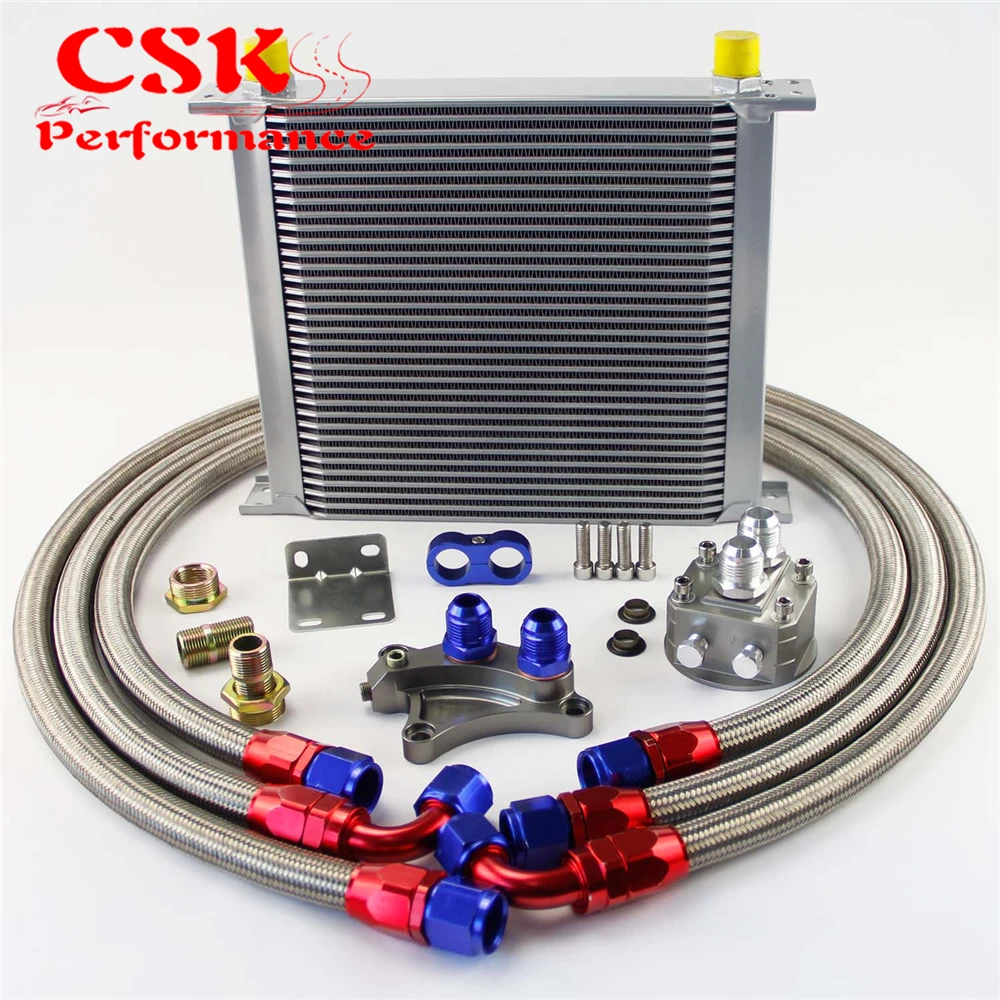 ^*Best Offers 34 Row 248mm AN10 Oil Cooler Kit Fits For Nissan Silvia S13 S14 S15 180SX 200SX 240SX SR20DET Black/Silver