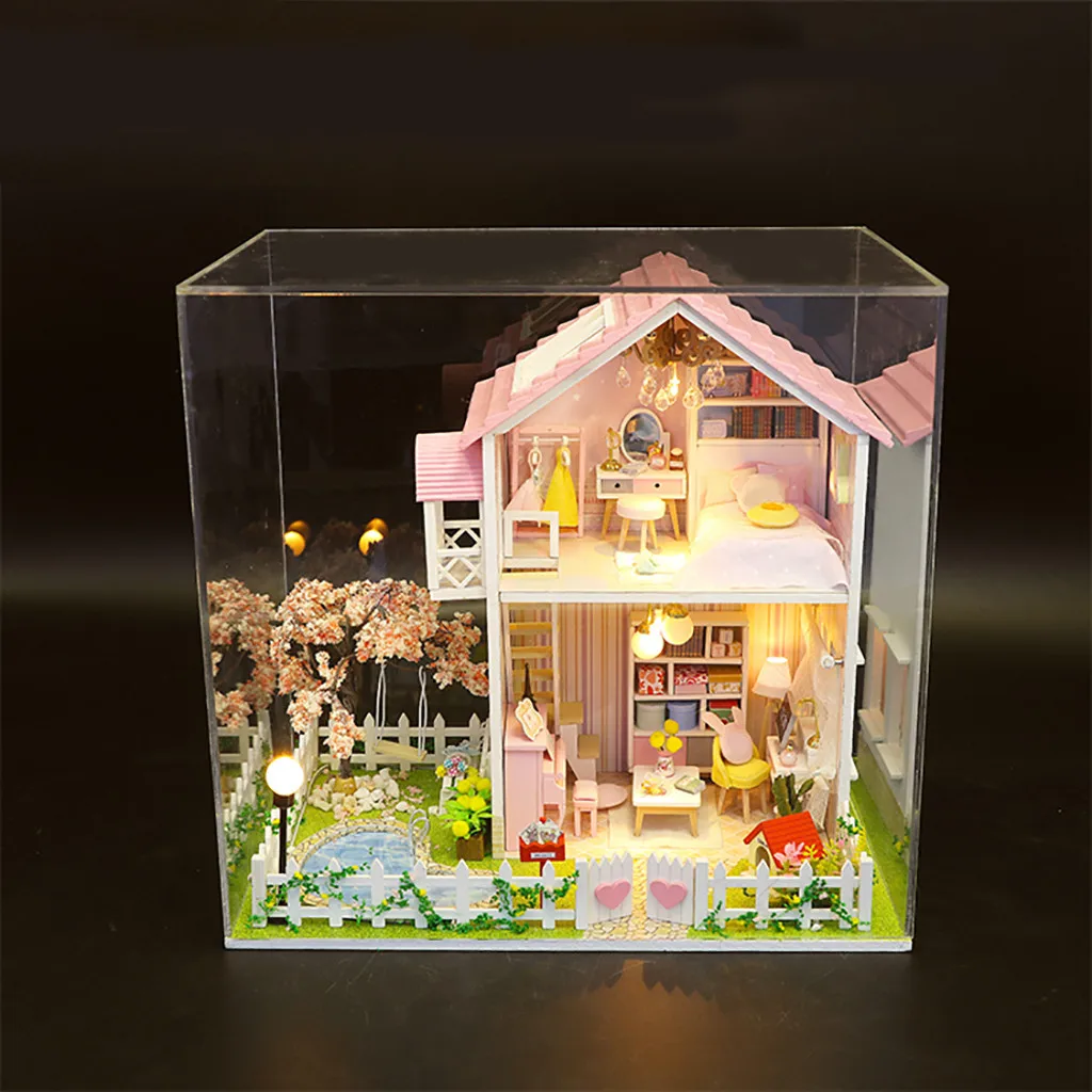 Игрушечная игрушка для дома для детей, 3D деревянная миниатюрная кукольная мебель для дома, декорированная Цветочная комната, игрушка для рукоделия, подарок 1227