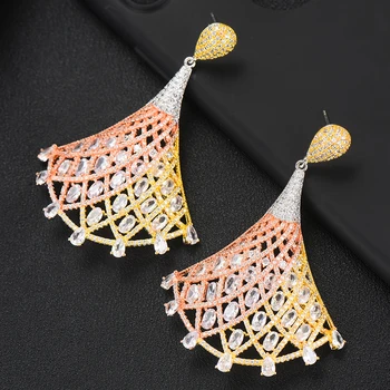 

GODKI FAN 2019 Hot Fashion Jewelry Statement Bride Wedding Earrings Trendy Zircon CZ Geometric Earrings For Women Accessories