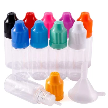 

20PCS 3ml-100ml Transparent Dropper Bottles PET Empty Clear E Liquid Juice Vape Cig Containers Childproof Safe Caps + Funnels