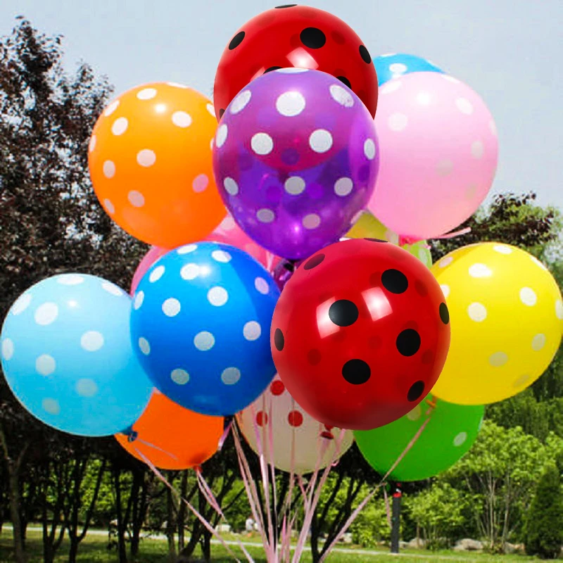 10 Uds 12 pulgadas de látex rojo colorido azul o naranja Rosa lunares Globos con puntos decoraciones para fiesta de cumpleaños niños Globos inflables
