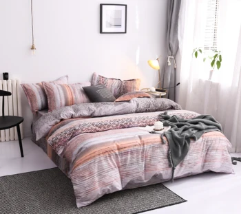 

Bean paste stripe color Bedding Sets Duvet Cover Pillowcase Flat Bed Sheet bed linen King Queen Double Full 4pcs,Single