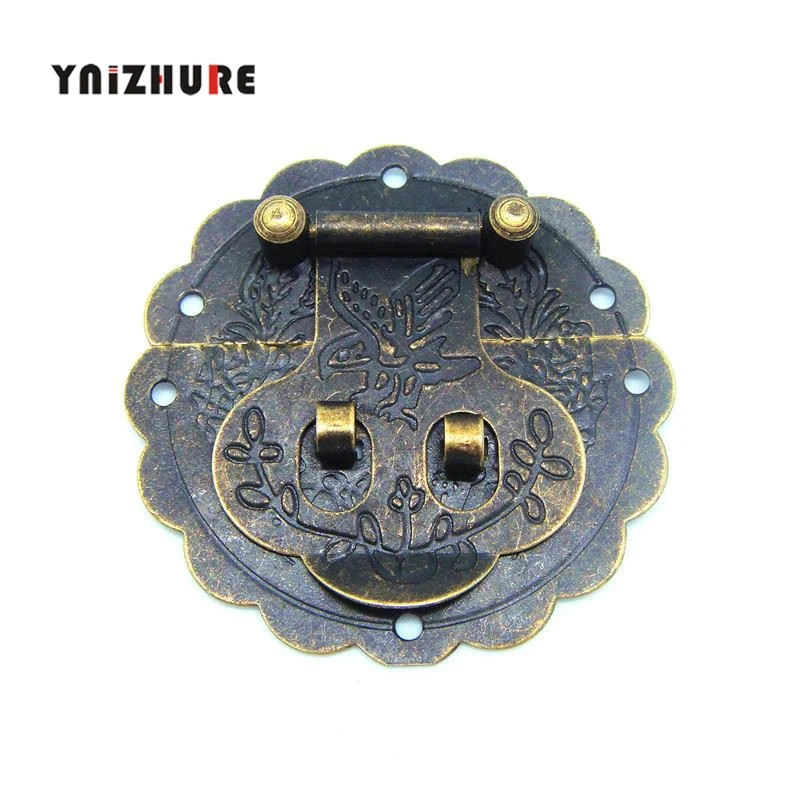 

1pcs 60mm Antique small hasp lock buckle with retro tin trunk lock hasp 6CM small dark bird buckle jewelry box latches