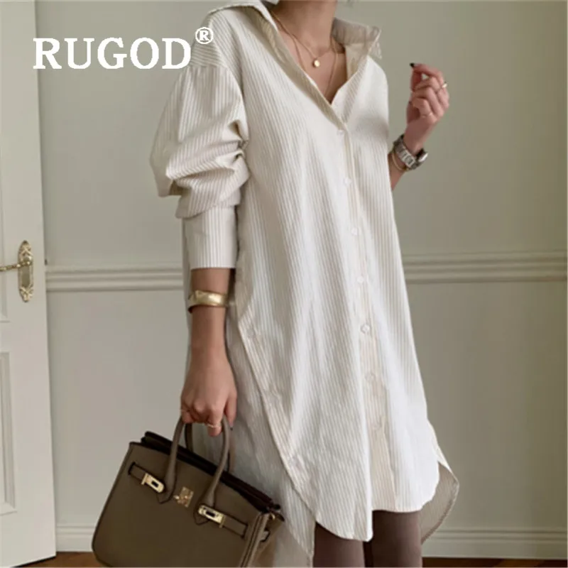 Однотонная винтажная блузка RUGOD женские блузки элегантный топ с длинным рукавом