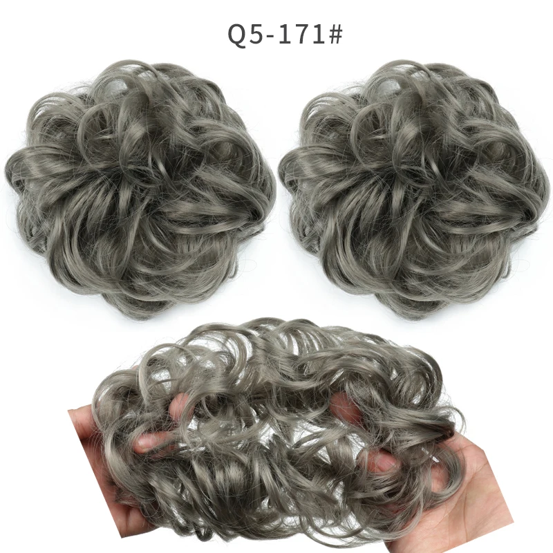 Chorliss синтетические грязные шиньон волосы булочка женские шиньон серый блонд поддельные шиньоны синтетические резинки для наращивания волос - Цвет: Q5 171