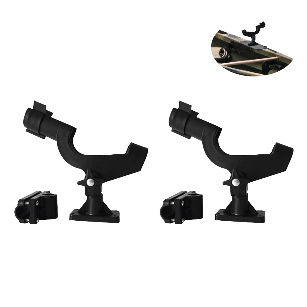 

2 Pieces Adjustable Fishing Rod Holder Side Rail Mount Kayak Boat Fishing Pole Rod Holders Stand Tackle Tool Accessories