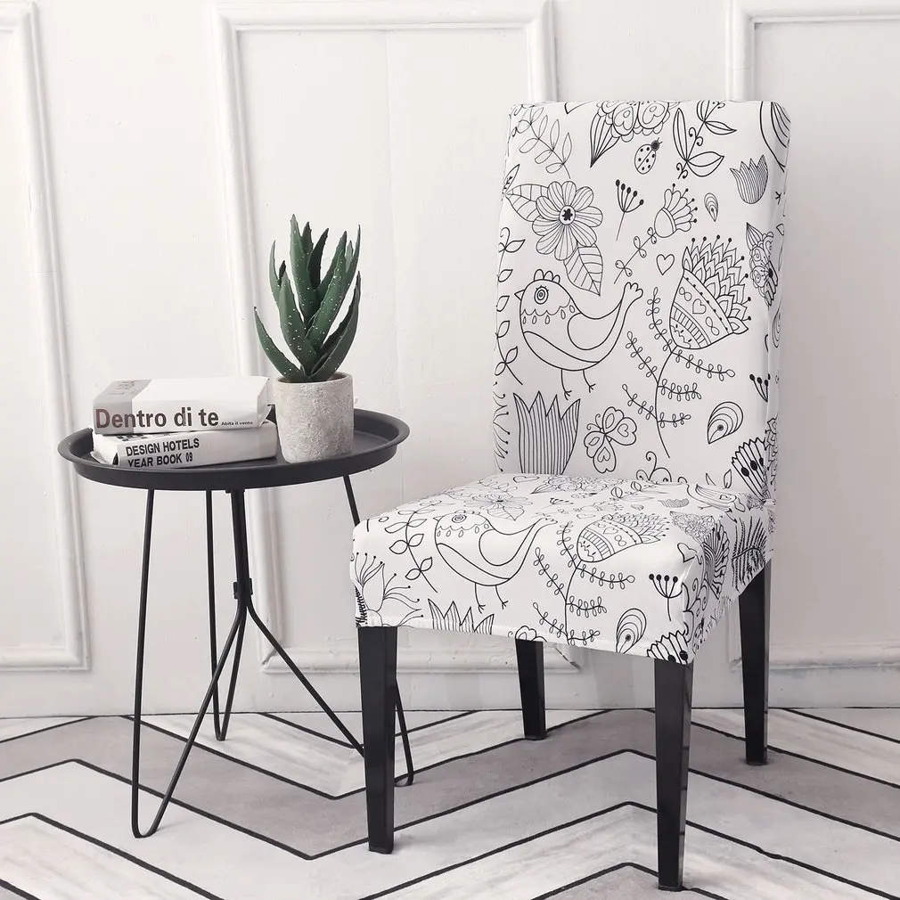 

Flower Printed Removable Chair Cover Elastic Slipcover Kitchen Seat Case