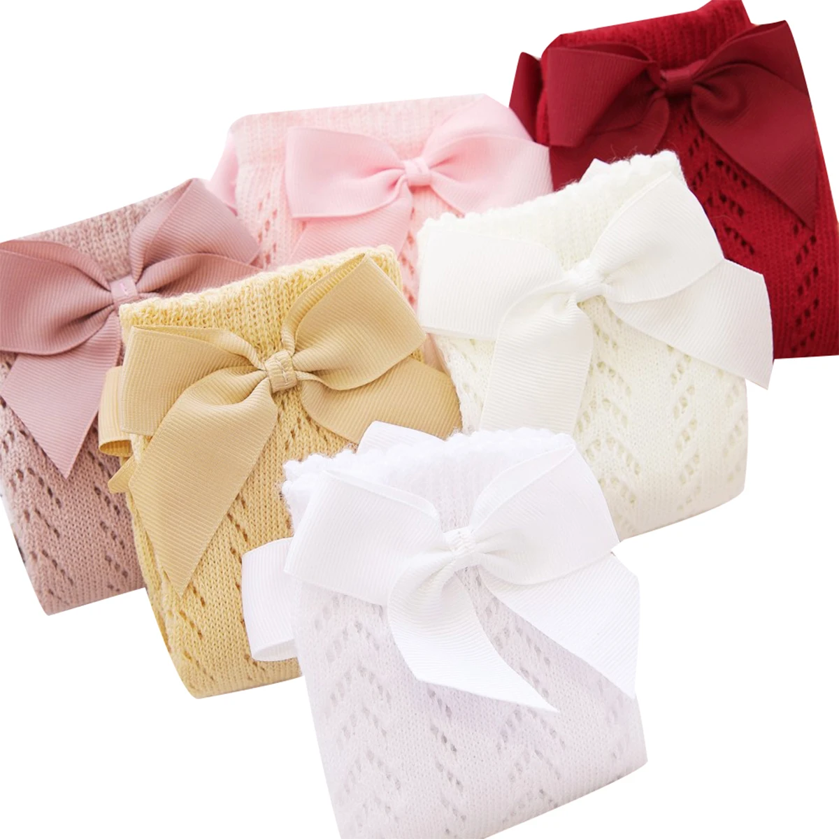 Princess Baby Girls Stockings Newborn Warm Solid Color Long Tube Leggings with Bowknot Decoration 0-3Years kids pantyhose solid color pantyhose toddler tights kids leggings