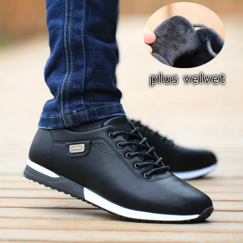 black Plus velvet 8 Уличные дышащие кроссовки; мужская деловая повседневная обувь из искусственной кожи; коллекция года; модные лоферы; прогулочная обувь; tenis feminino - Цвет: black Plus velvet 8