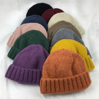 

Knitted Wool Benies Unisex Solid Dome Skullies Men Women Street Hip Hop Hats Fashion Skullcap Casual Warm Autumn Winter Adult