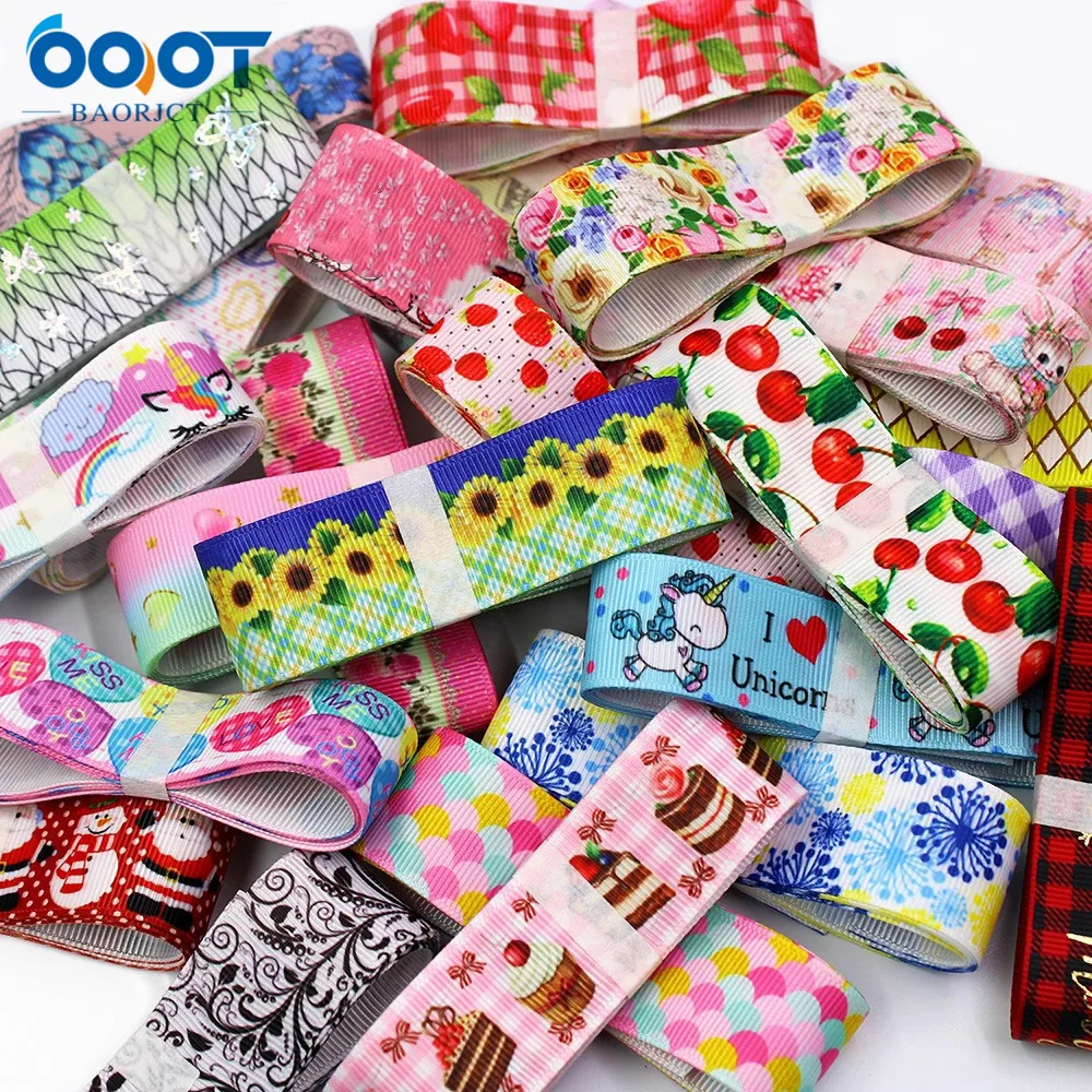 Grosgrain Ribbon 10 Style Mix (22MM-25MM) 10Yards Cartoon Printed Material Gift Wrap DIY Handmade Accessories 201228-2