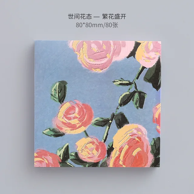 Girl Sticky Notes Oil Painting Color N Times Stickers Ins Beautiful Scenery Student Account Decoration Message Paper Memo Pads 1 Blooming