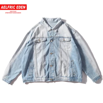 

Aelfric Eden Vintage Men Denim Jackets 2019 Harajuku Hip Hop Solid Coats Fashion Streetwear Casual Male Couple Loose Long Sleeve