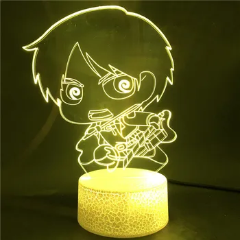 

App Control Eren Yeager Chibi Figure Nightlight for Home Decor Night Light Cool 3d Attack on Titan Table Lamp Child Event Prize