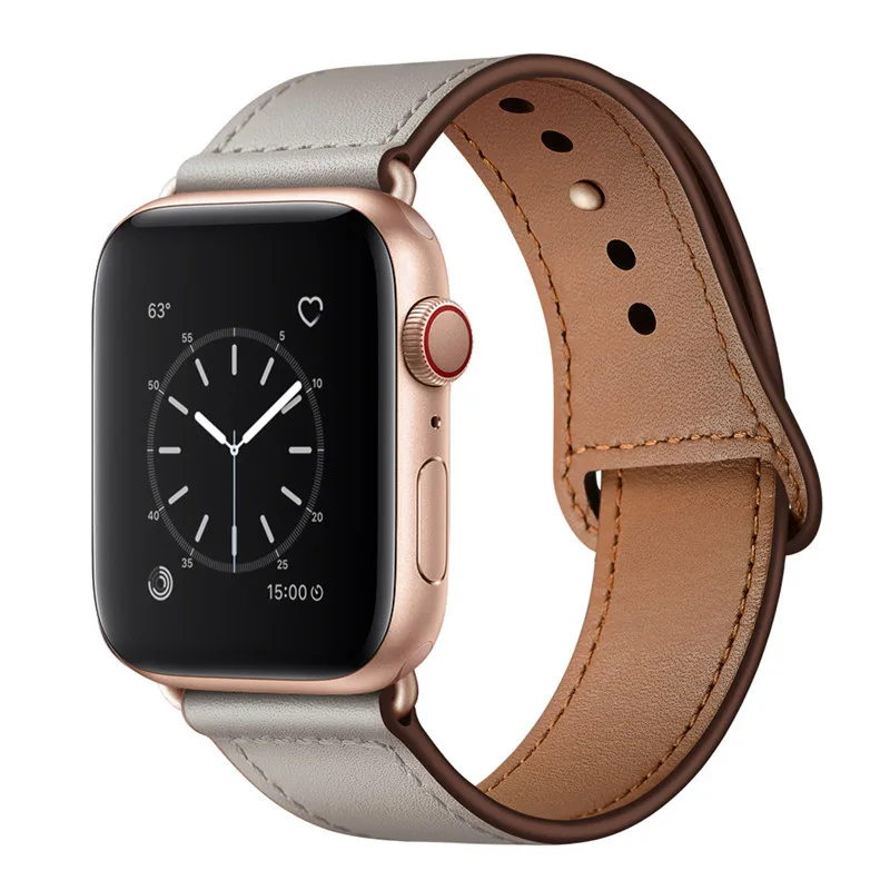 Ремешок из натуральной кожи для Apple watch band 44 мм 40 сменный Браслет correa apple SE 3 4 5 6 42 38