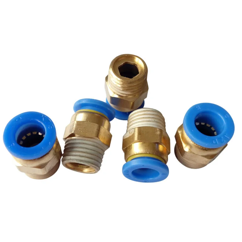 

10pcs 8mm Tube Plug-In Connector For 1/8 BSPT Male Threaded Pneumatic Coupling