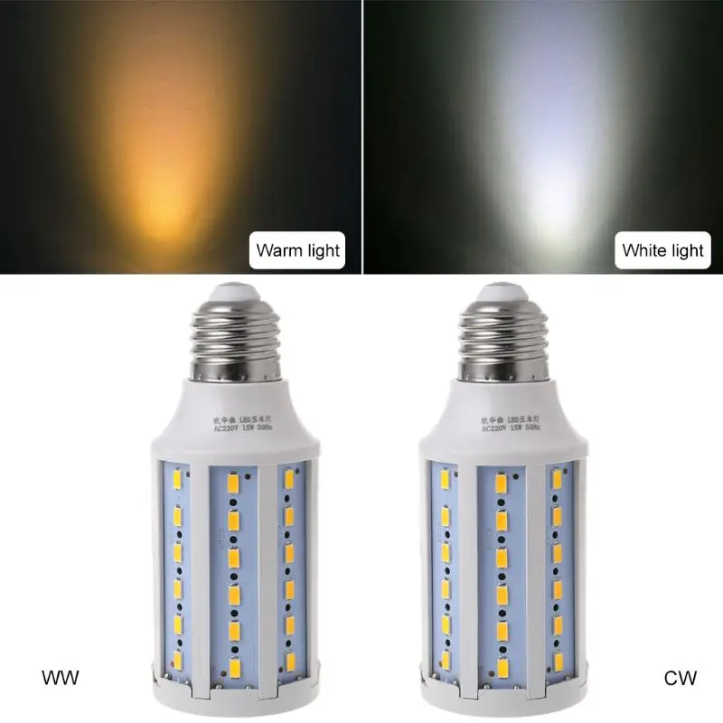 E27 светодиодный энергосберегающий светильник 15W AC 220V Теплый/холодный белый светильник кукурузная лампа 5730 SMD для украшения дома