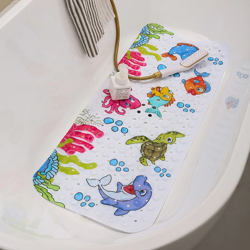 40X100CM bathtub non-slip mat children's bathroom printing cartoon suction cup pvc bath mat toilet floor lengthened