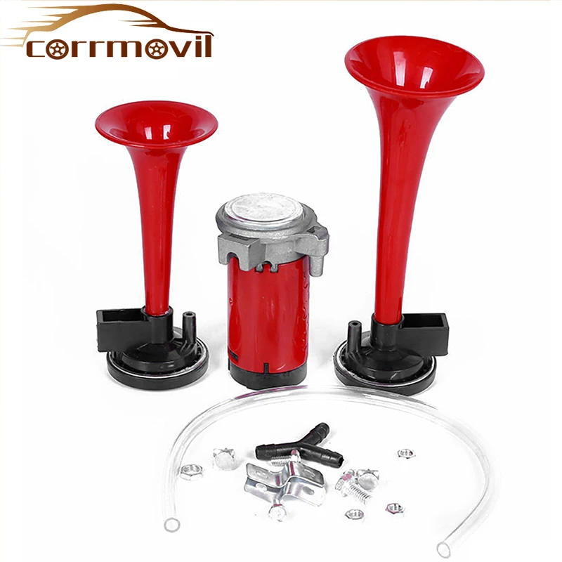 Billige 2PCS Auto Air Horn Air Sound Signal Beep Für Auto Laut Elektrische Horn Sound Spezielle Signal Shout Megaphon Lautsprecher für Autos 135db
