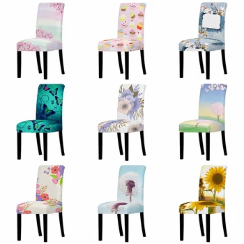 

Flower Universal Size Big Elastic Chair Cover Christmas Cheap Stretch Chair Cover Seat Slipcovers For Dining Room Hotel Banquet