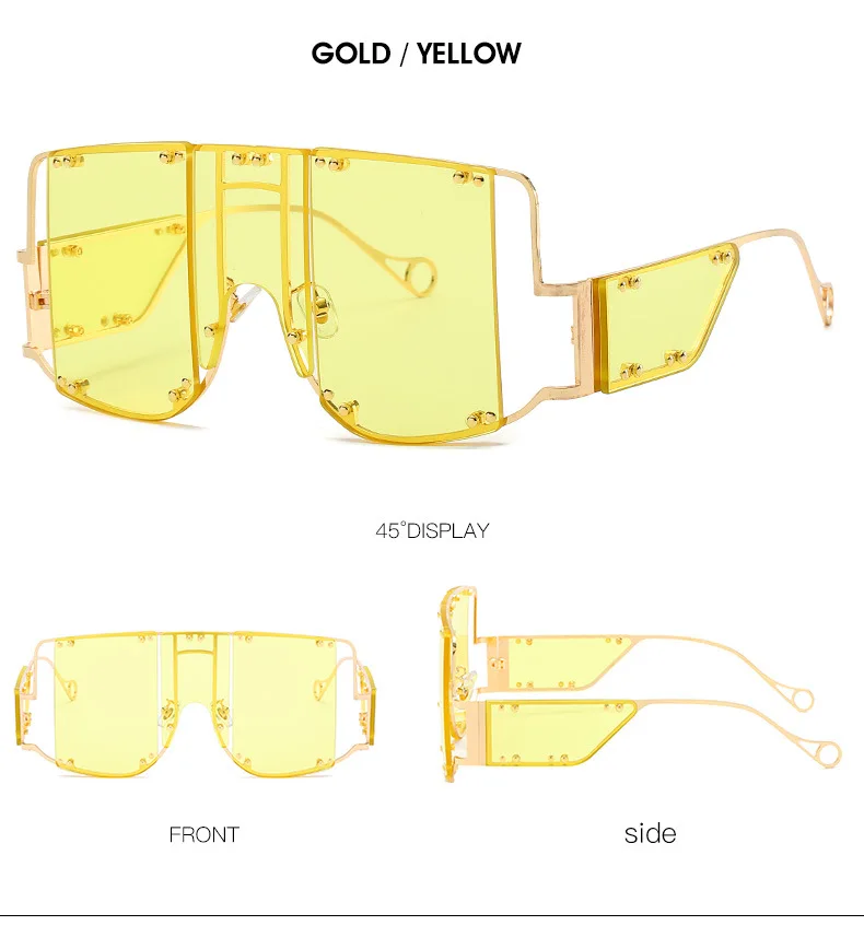 VCKA, женские солнцезащитные очки больших размеров с большой оправой, женские солнцезащитные очки, Ретро стиль, брендовые, UV400 очки панка - Цвет линз: 6