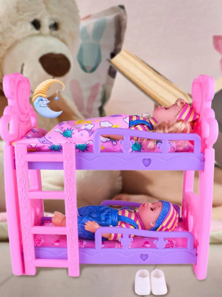 Детские игрушки двойная кроватка мебель в Европейском стиле кукольный домик для