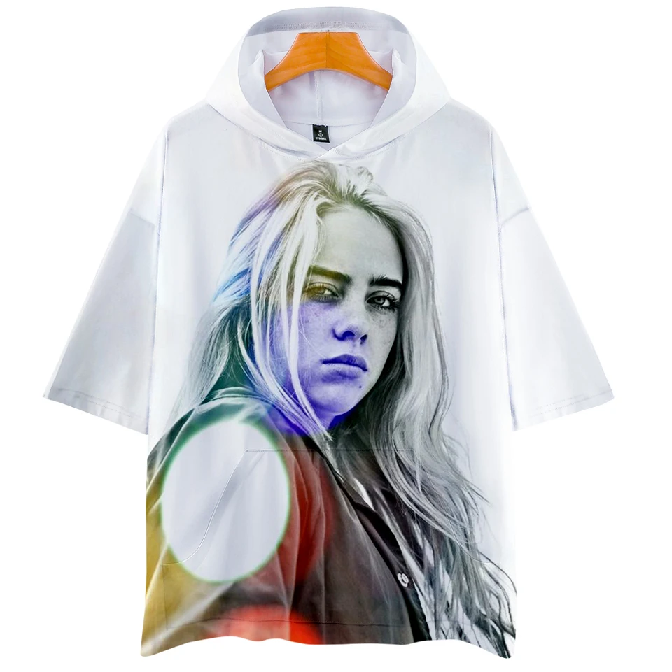 Billie Eilish za 3D толстовки новые с коротким рукавом модные лето/весна футболка классная и дышащая футболка с коротким рукавом