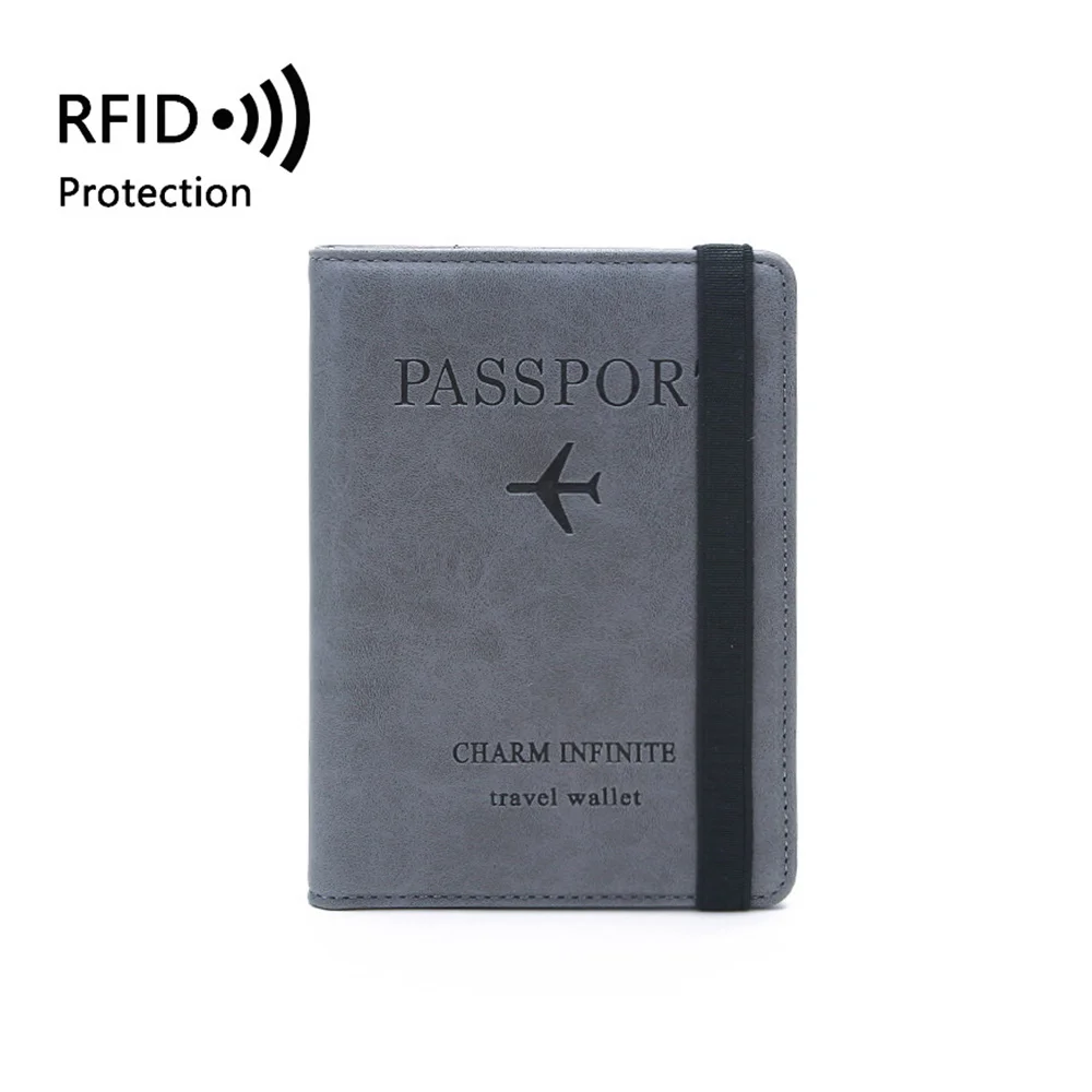Funda de pasaporte de cuero con bloqueo RFID para hombre y mujer, protector de pasaporte de viaje para todo el mundo