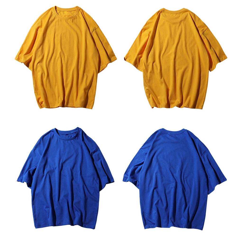 Custom Logo T-Shirt Solid Men Clothing Funny Couple Tops Cotton Loose Oversized Tees t shirt |