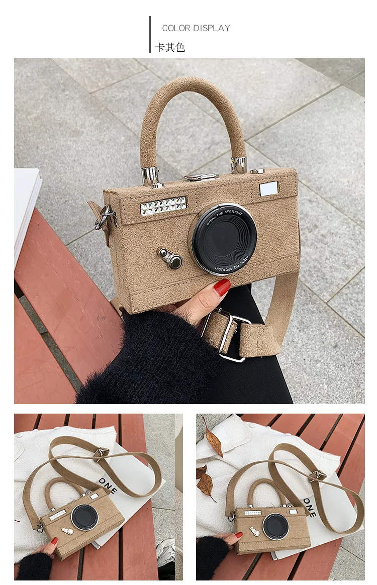 HISUELY 2022 New Women Personalized Fashion Camera Shape Clutch Ladies Casual Mini Crossbody Bag Small Shoulder Bag Purse BG2242
