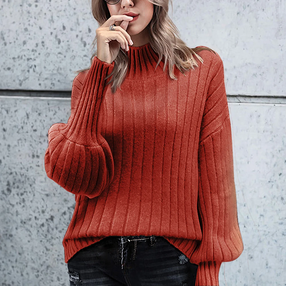 

Kimuise Knitted Lantern Sleeve Elegant Turtleneck Autumn Winter Sweaters For Women Pullvoers Ladies Casual Jumpers Streetwear