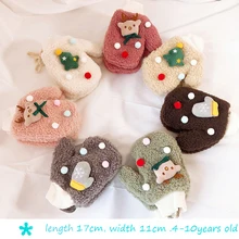 Зимние варежки детские кашемировые cashmer мех laine tricoter handschoenen дети без пальцев тепловые плюшевые теплые перчатки