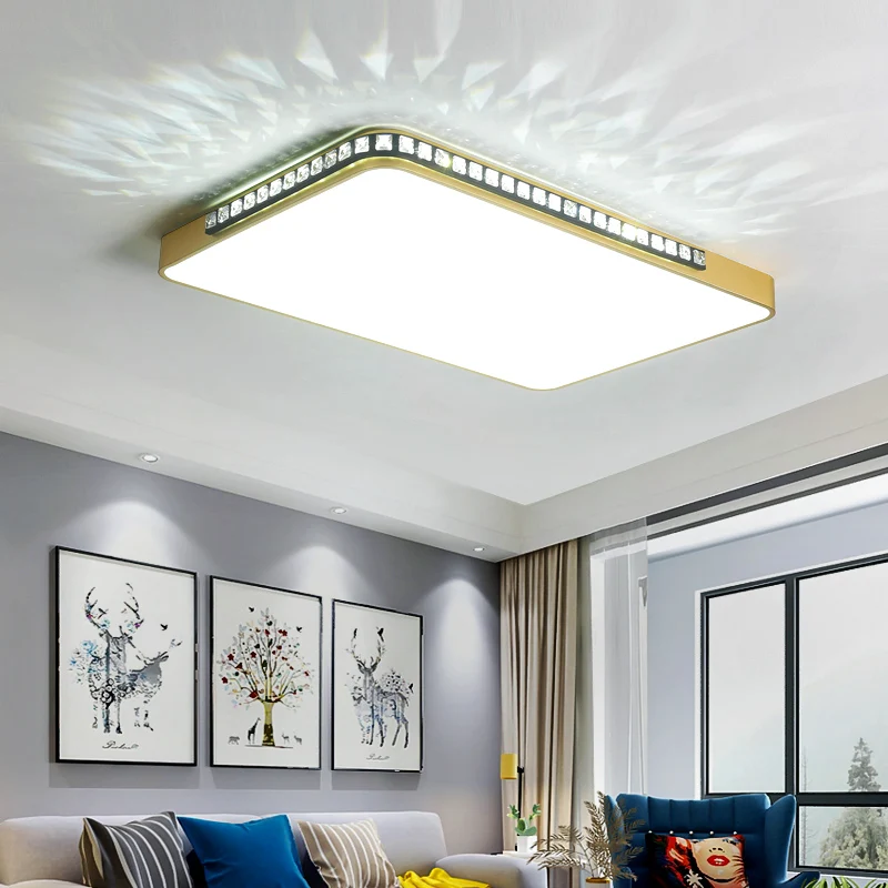 

NEO Gleam Rectangle Crystal Modern Led ceiling lights lamp for living room bedroom study room square gold+black ceiling lamp
