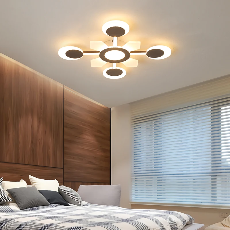 Modern LED Ceiling Lights Creative Brown Frame ceiling lamp For Living Room Lights Bedroom ceiling light Home lampara techo