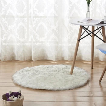 

Fluffy Artificial Wool Carpet Round Soft Thick Sheep Faux Fur Rugs White Grey Black Blue Area Rug For Living Room Bedroom Modern