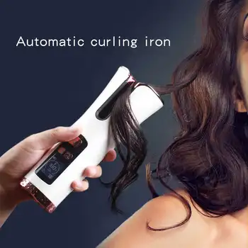 

Cordless Auto Rotating Ceramic Hair Curler USB Rechargeable Curling Iron LED Display Temperature Adjustable Curling Wave Styer