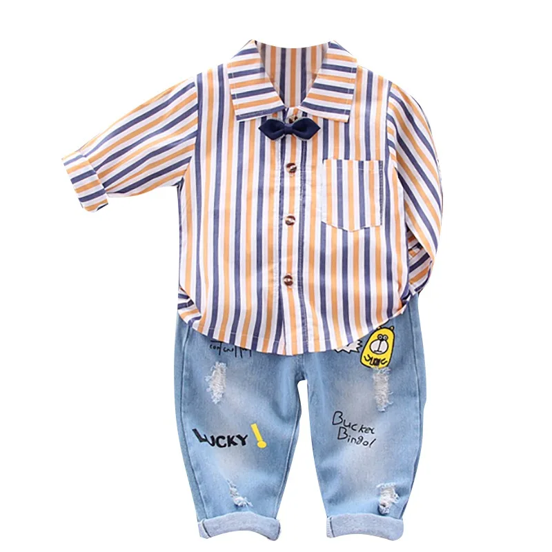Infant Clothing For Baby Boys Clothes Set Spring Autumn Baby Boys Clothes T-shirt+Denim Pant Trouser Costume Outfit Suit