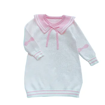 

2020 Autumn Baby dress Angel wings white colour knitting baby girls dresses