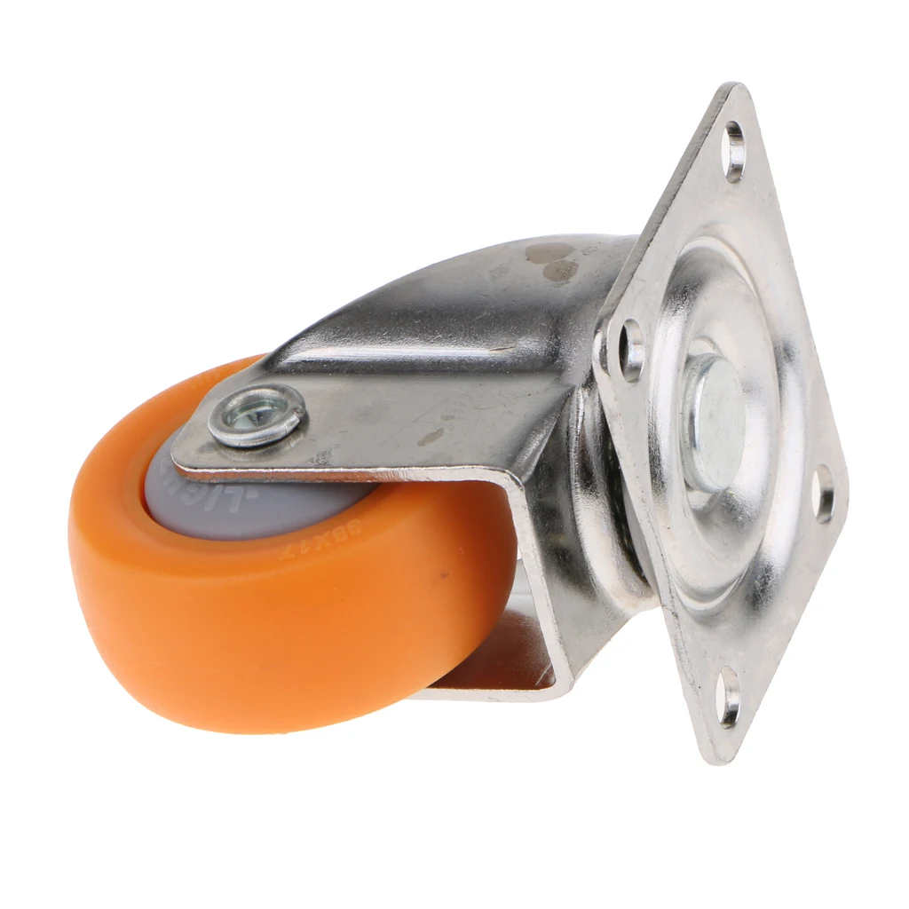 4 Pcs 1.5inch Orange Nylon 360 Degree All Swivel Caster Wheels Plate Caster For Trolleys with Mounting Plate
